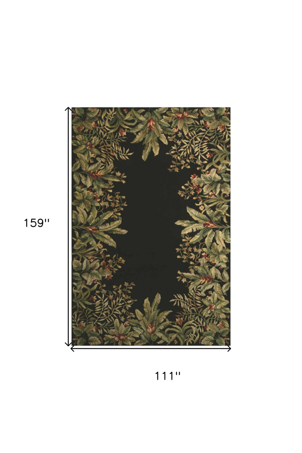 9' X 13' Green and Black Wool Tropical Floral Hand Tufted Area Rug - Homeroots - Flyclothing LLC