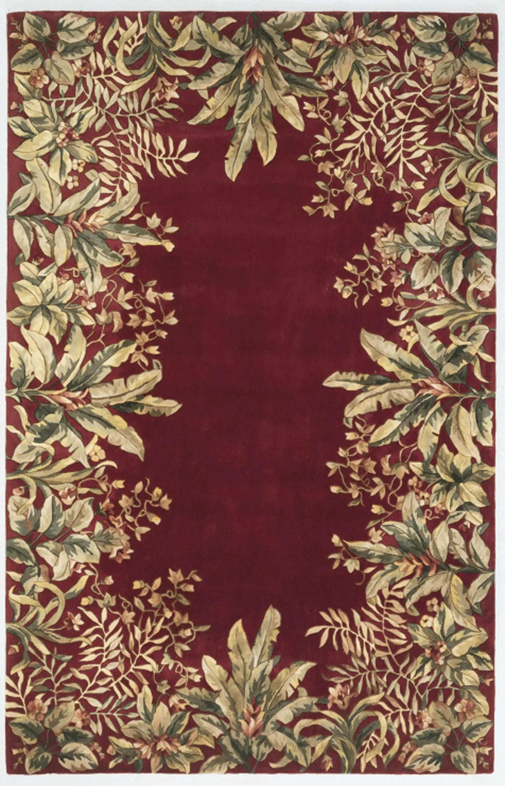 9' X 13' Ruby Red Wool Floral Hand Tufted Area Rug - Homeroots - Flyclothing LLC