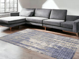 9' X 13' Grey Blue Hand Loomed Abstract Brushstroke Indoor Area Rug - Homeroots
