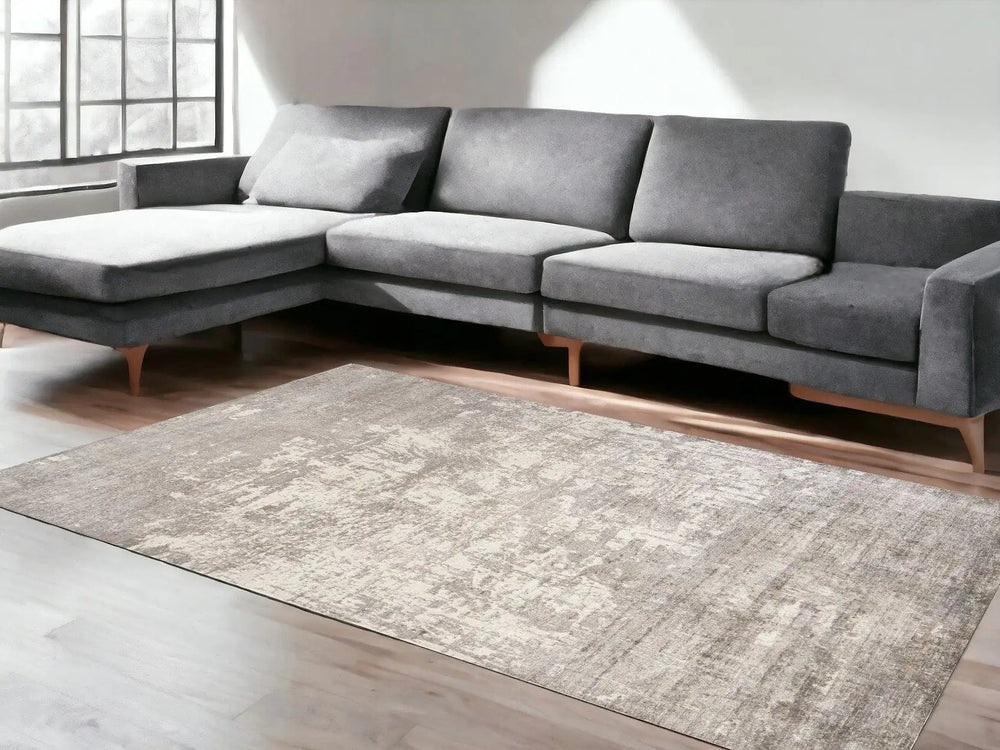 9' X 13' Beige Hand Loomed Abstract Brushstroke Indoor Area Rug - Homeroots