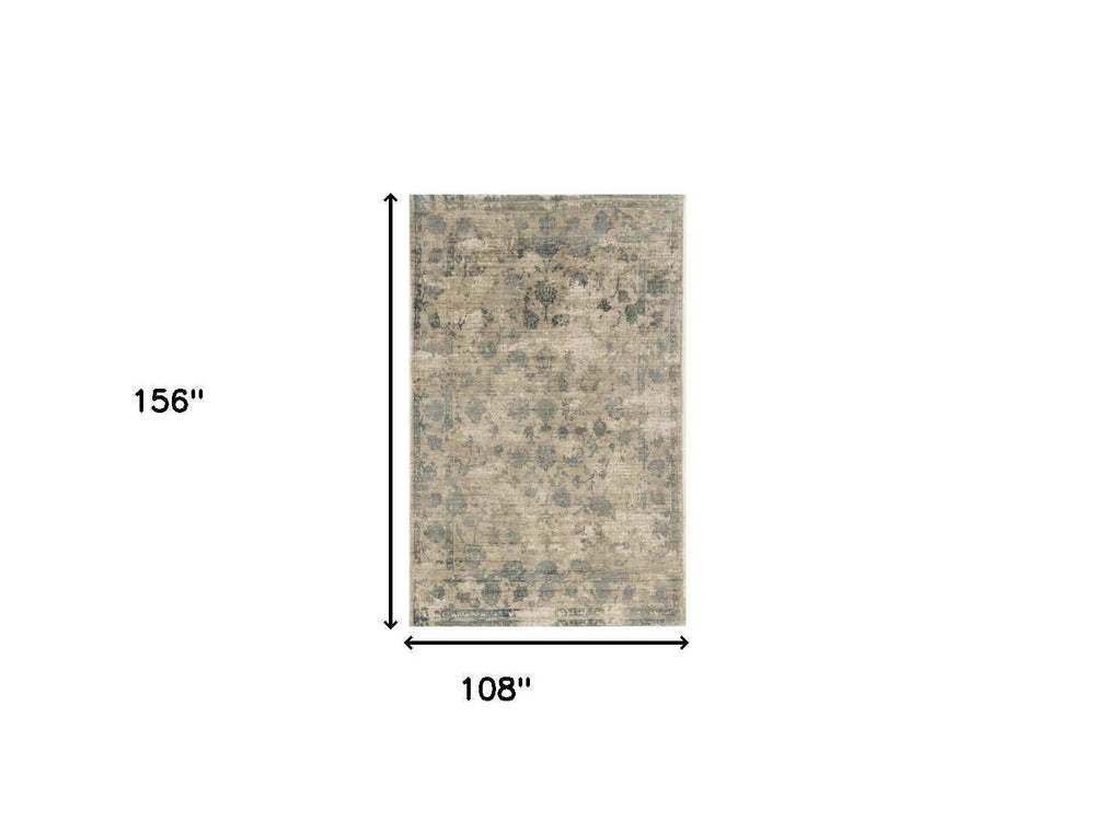 9' X 13' Viscose Sand Or Blue Area Rug - Homeroots - Flyclothing LLC