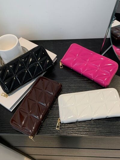 PU Leather Solid Color Wallet - Trendsi