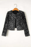 Sequin Open Front Long Sleeve Jacket - Trendsi - Flyclothing LLC