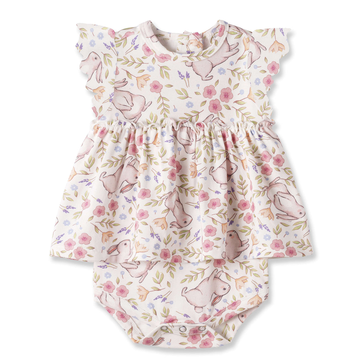 Bunny Blooms Baby Girl's Bamboo Skirted Bodysuit for Easter - Tesa Babe - Flyclothing LLC