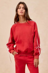 BiBi Side Lined Bow Details Fleece Sweatshirt - Trendsi - Flyclothing LLC
