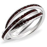 35113 - High-Polished 925 Sterling Silver Ring with Top Grade Crystal  in Garnet - Alamode
