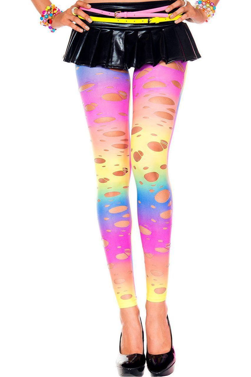 Daisy Corsets Tattered Rainbow Leggings - Daisy Corsets - Flyclothing LLC
