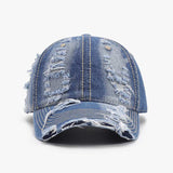Distressed Adjustable Cotton Baseball Cap - Trendsi - Flyclothing LLC