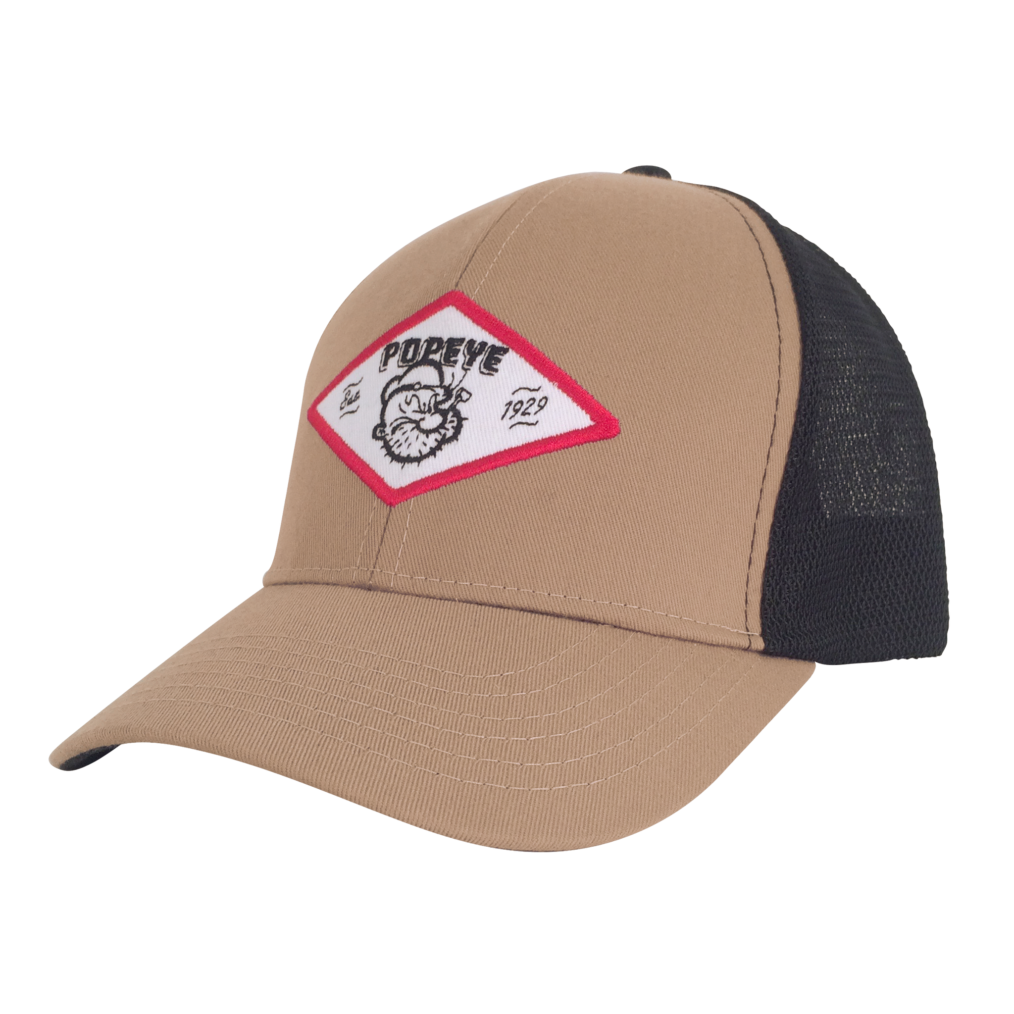 Popeye The Sailor Trucker Hat - Tan and Black
