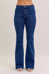 Judy Blue High Waist Flare Jeans with Front Patch Pockets - Trendsi - Flyclothing LLC