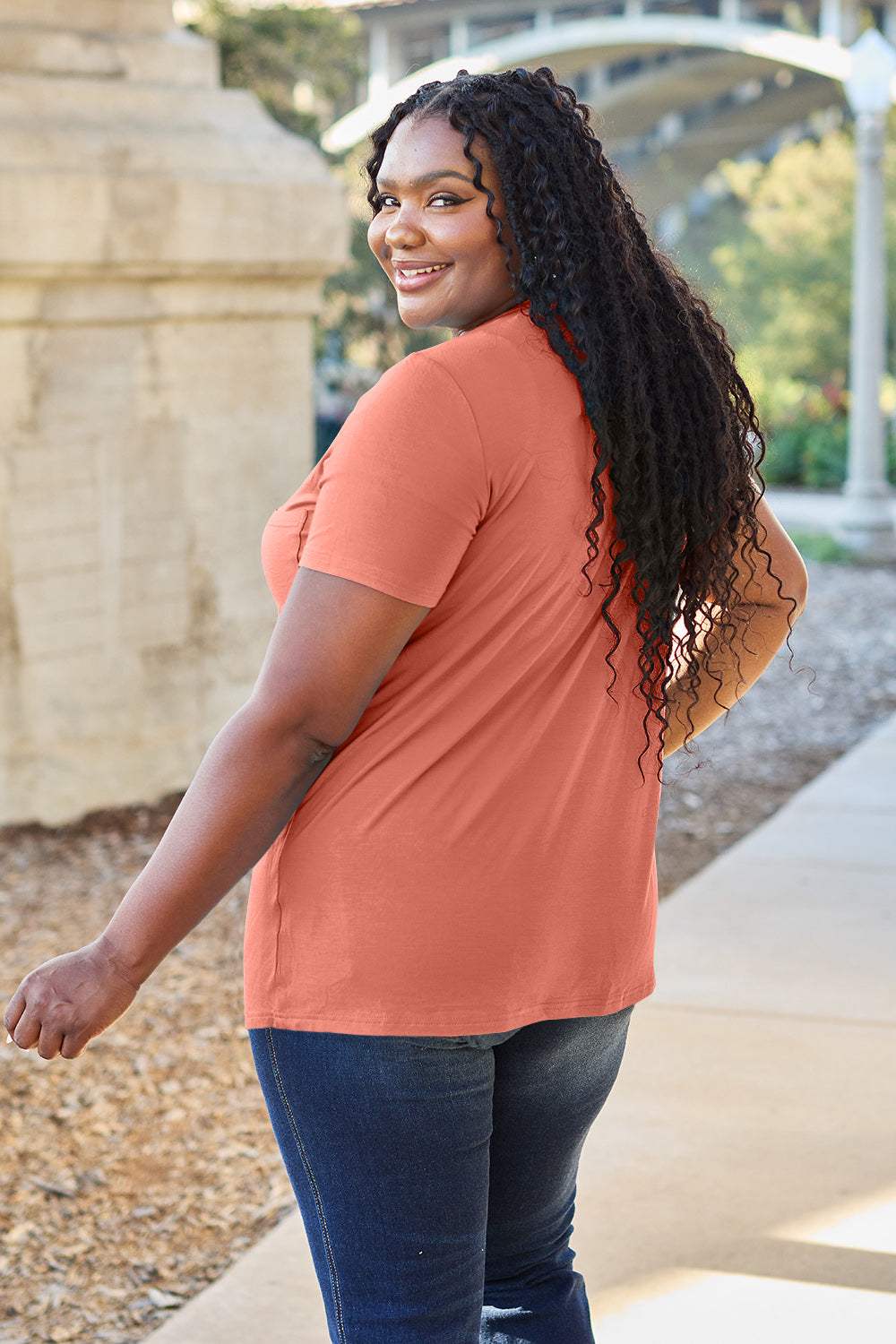 Basic Bae Bamboo Full Size V-Neck Short Sleeve T-Shirt - Trendsi - Flyclothing LLC