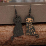 Alloy Hook Wooden Cat Earrings - Trendsi - Flyclothing LLC