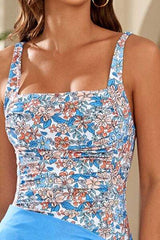 Printed Square Neck Wide Strap One-Piece Swimwear - Trendsi - Flyclothing LLC