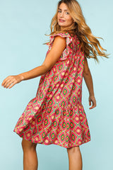Haptics Full Size Ruffled Printed Dress with Side Pockets - Trendsi