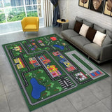 Fun Racing Track Flannel Floor Mat Non-Slip Home Decor Rug For Kids Rooms And Play Areas