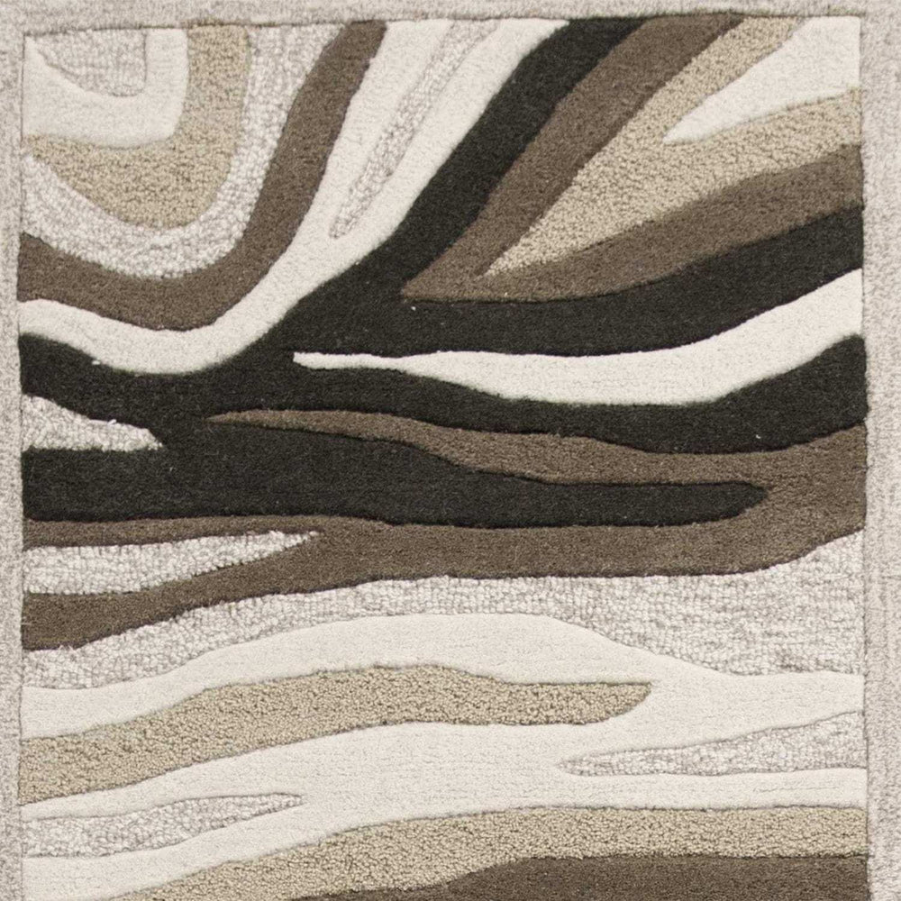 2' X 7' Natural Abstract Waves Wool Runner Rug - Homeroots - Flyclothing LLC