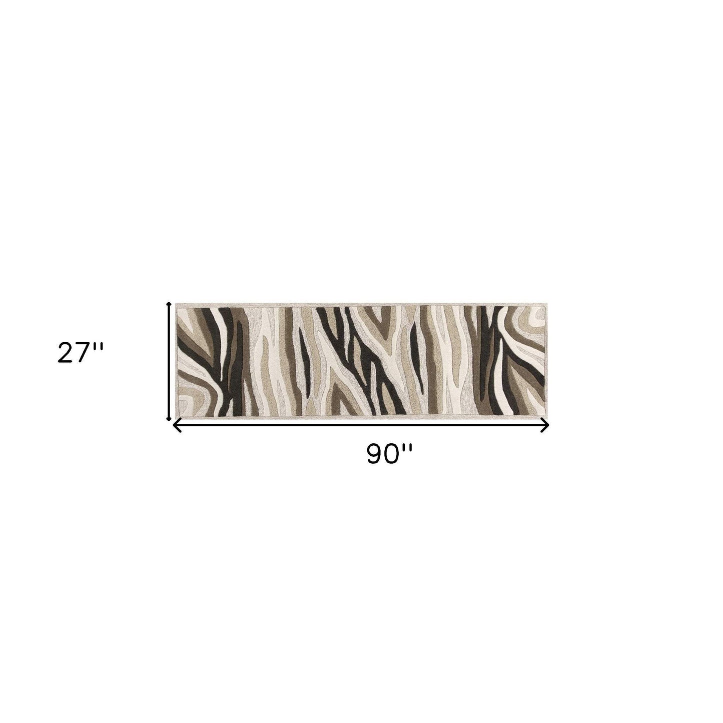 2' X 7' Natural Abstract Waves Wool Runner Rug - Homeroots - Flyclothing LLC