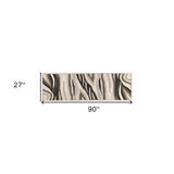 2' X 7' Natural Abstract Waves Wool Runner Rug - Homeroots - Flyclothing LLC