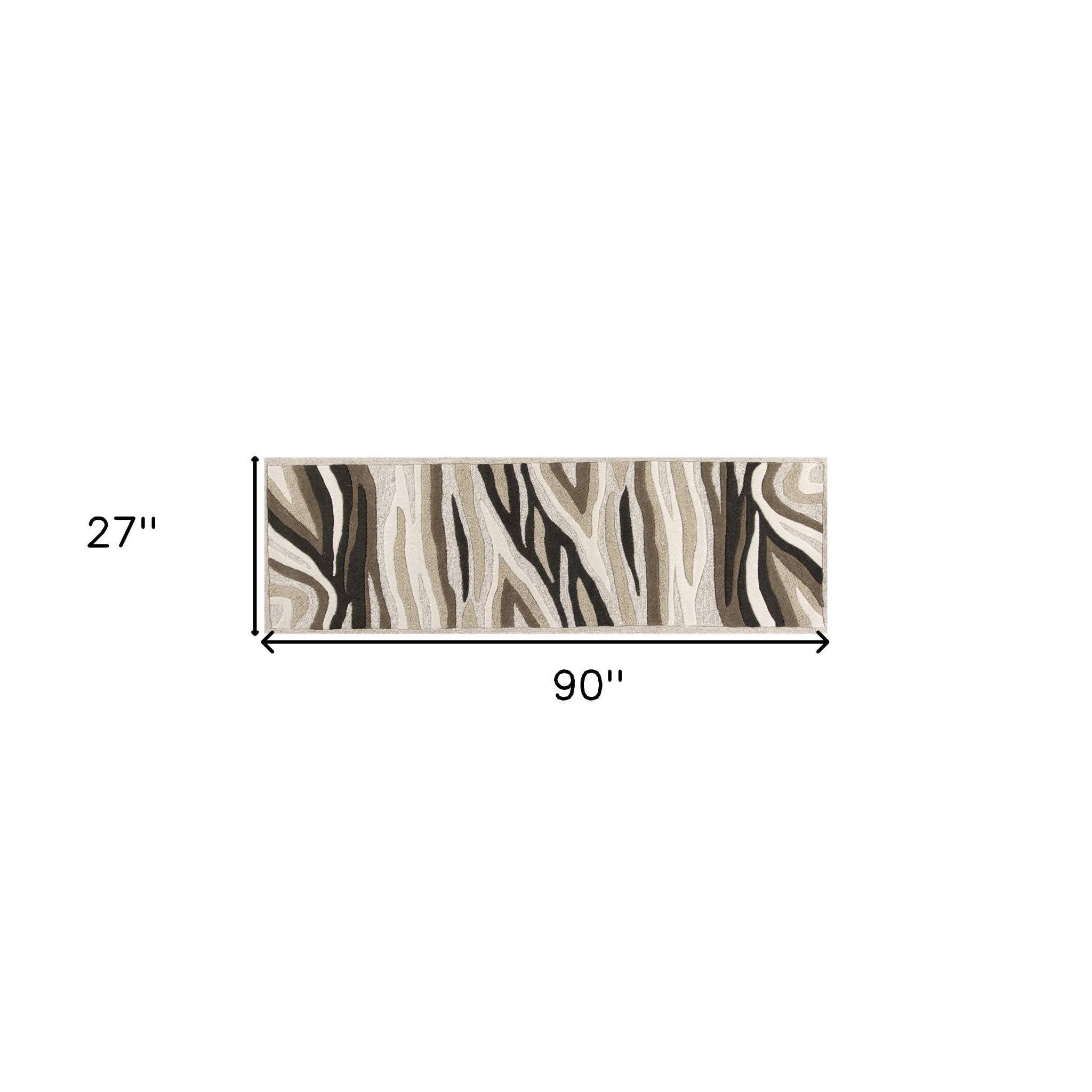 2' X 7' Natural Abstract Waves Wool Runner Rug - Homeroots - Flyclothing LLC