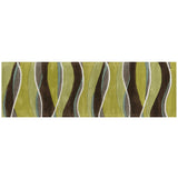 8' Lime Mocha Hand Tufted Abstract Waves Indoor Runner Rug - Homeroots