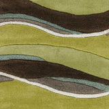 8' Lime Mocha Hand Tufted Abstract Waves Indoor Runner Rug - Homeroots