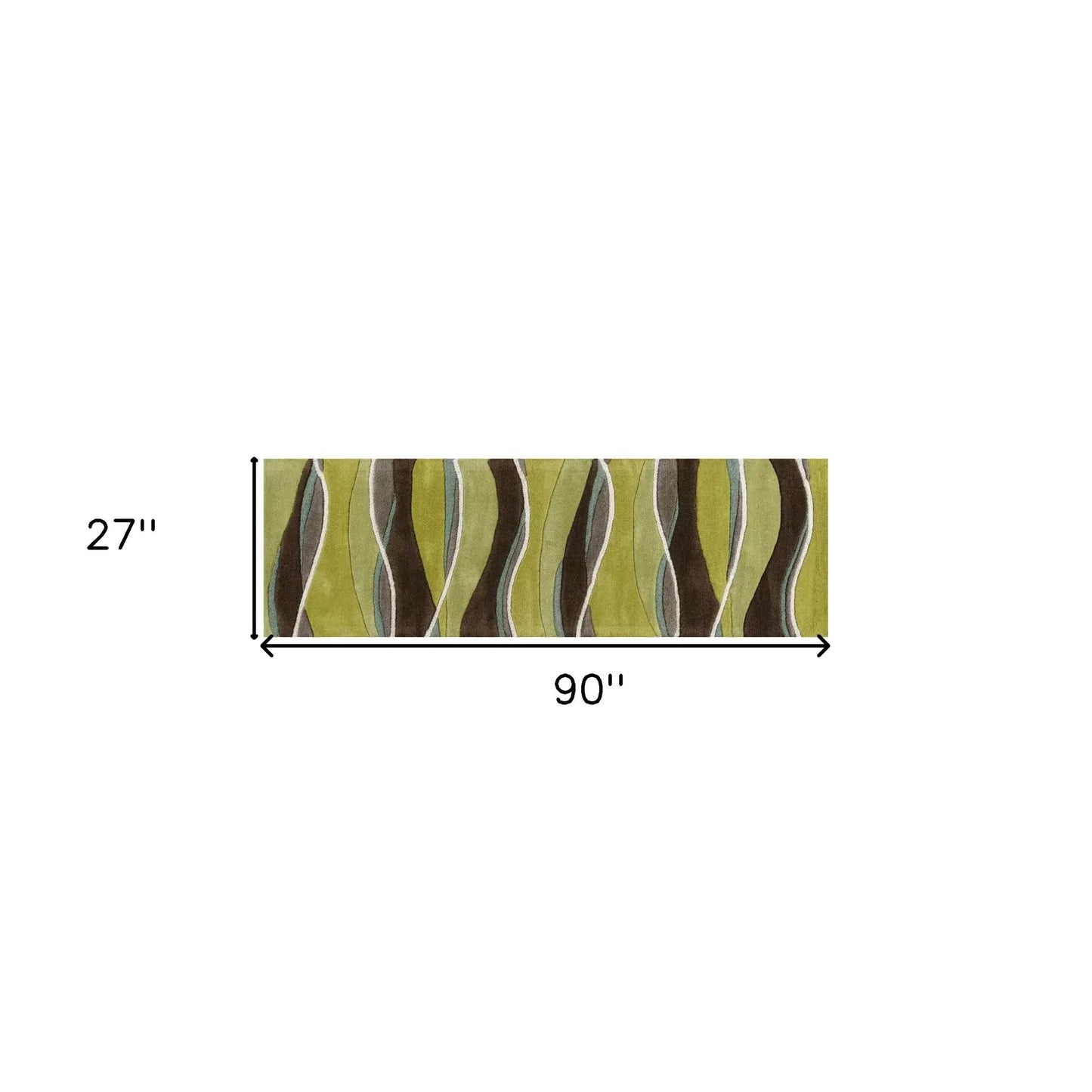 8' Lime Mocha Hand Tufted Abstract Waves Indoor Runner Rug - Homeroots - Flyclothing LLC