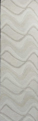 2' X 7' Ivory Abstract Waves Wool Runner Rug