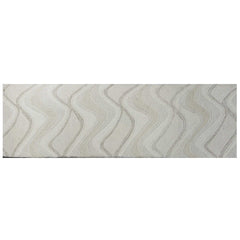2' X 7' Ivory Abstract Waves Wool Runner Rug