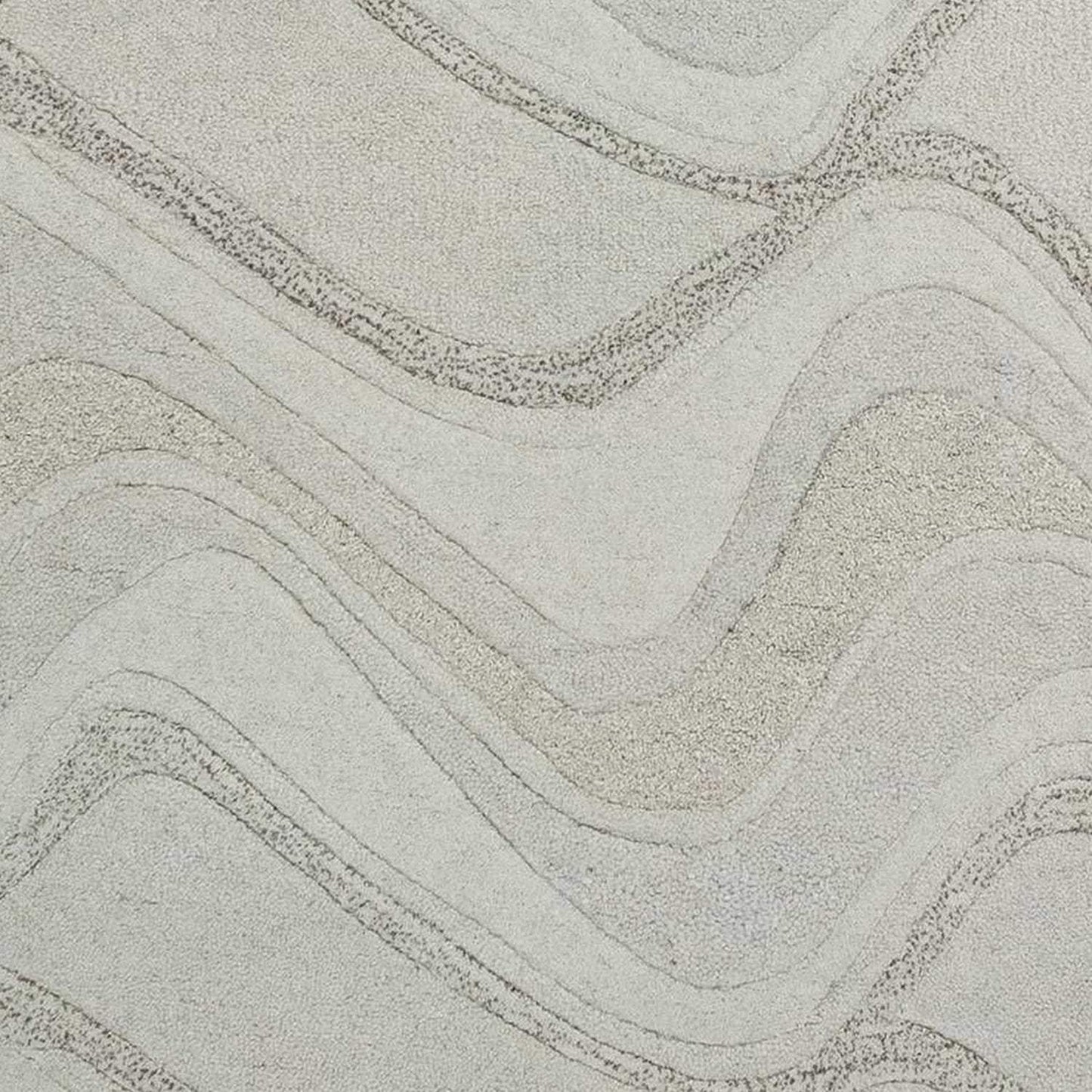2' X 7' Ivory Abstract Waves Wool Runner Rug - Homeroots - Flyclothing LLC