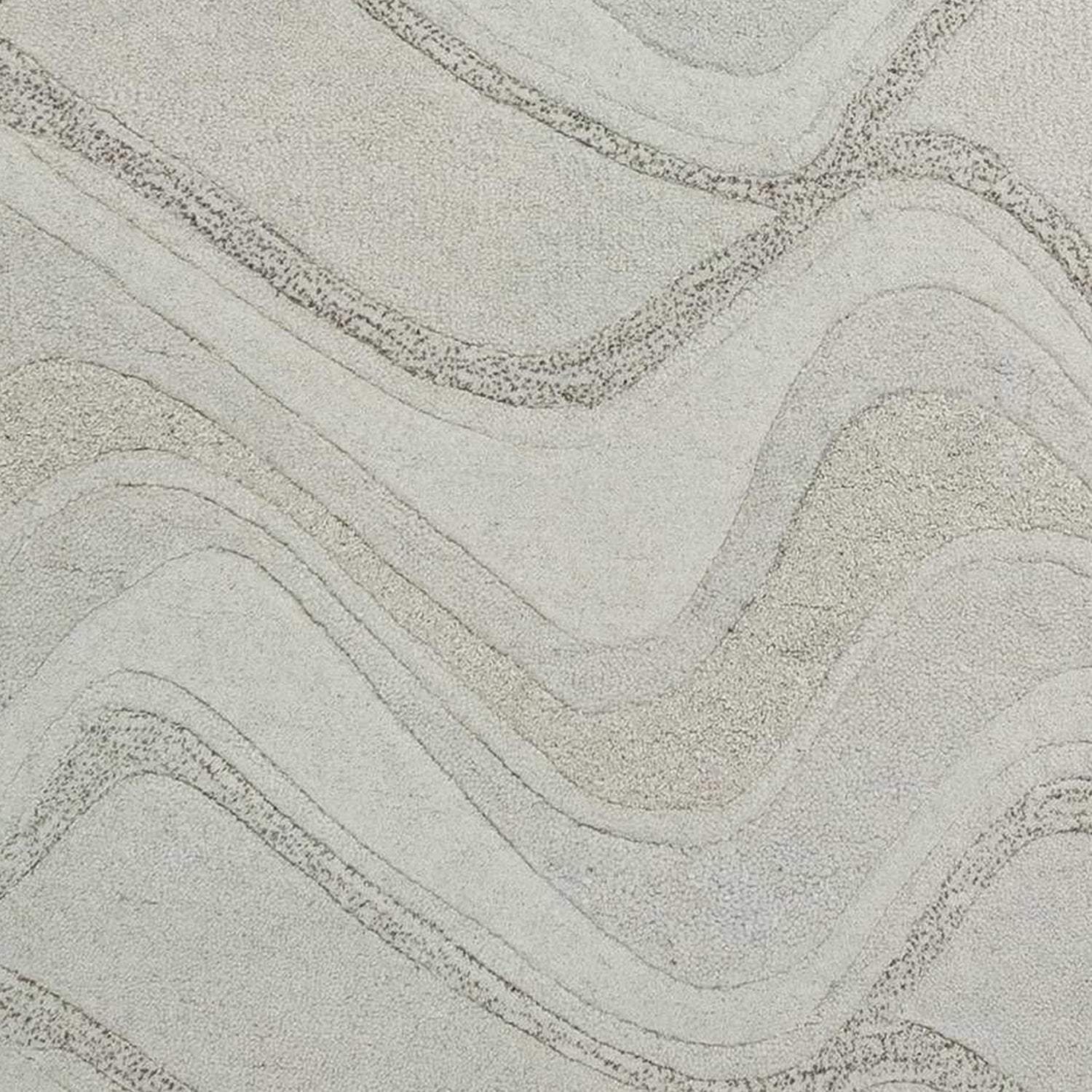 2' X 7' Ivory Abstract Waves Wool Runner Rug - Homeroots - Flyclothing LLC