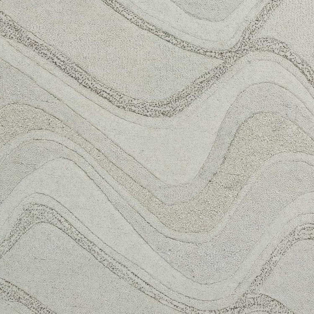2' X 7' Ivory Abstract Waves Wool Runner Rug - Homeroots - Flyclothing LLC