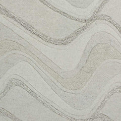 2' X 7' Ivory Abstract Waves Wool Runner Rug