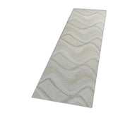 2' X 7' Ivory Abstract Waves Wool Runner Rug - Homeroots