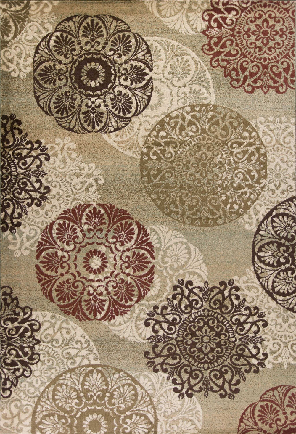 5' X 8' Sage Green Machine Woven Floral Medallion Disk Indoor Area Rug - Homeroots - Flyclothing LLC