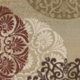 5' X 8' Sage Green Machine Woven Floral Medallion Disk Indoor Area Rug - Homeroots - Flyclothing LLC