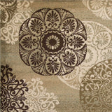 5' X 8' Sage Green Machine Woven Floral Medallion Disk Indoor Area Rug - Homeroots - Flyclothing LLC