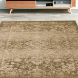 5' X 8' Beige Machine Woven Distressed Floral Traditional Indoor Area Rug - Homeroots