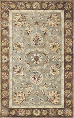 2' X 7' Grey Or Mocha Floral Vines Bordered Wool Runner Rug