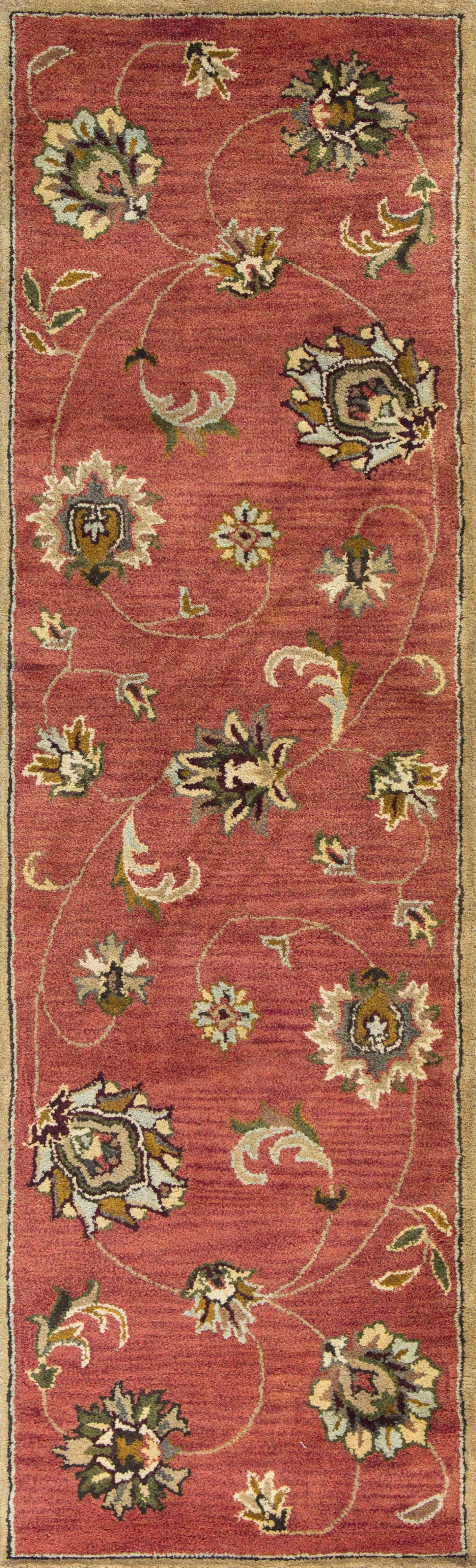 2' X 7' Sienna Floral Vines Wool Runner Rug - Homeroots - Flyclothing LLC