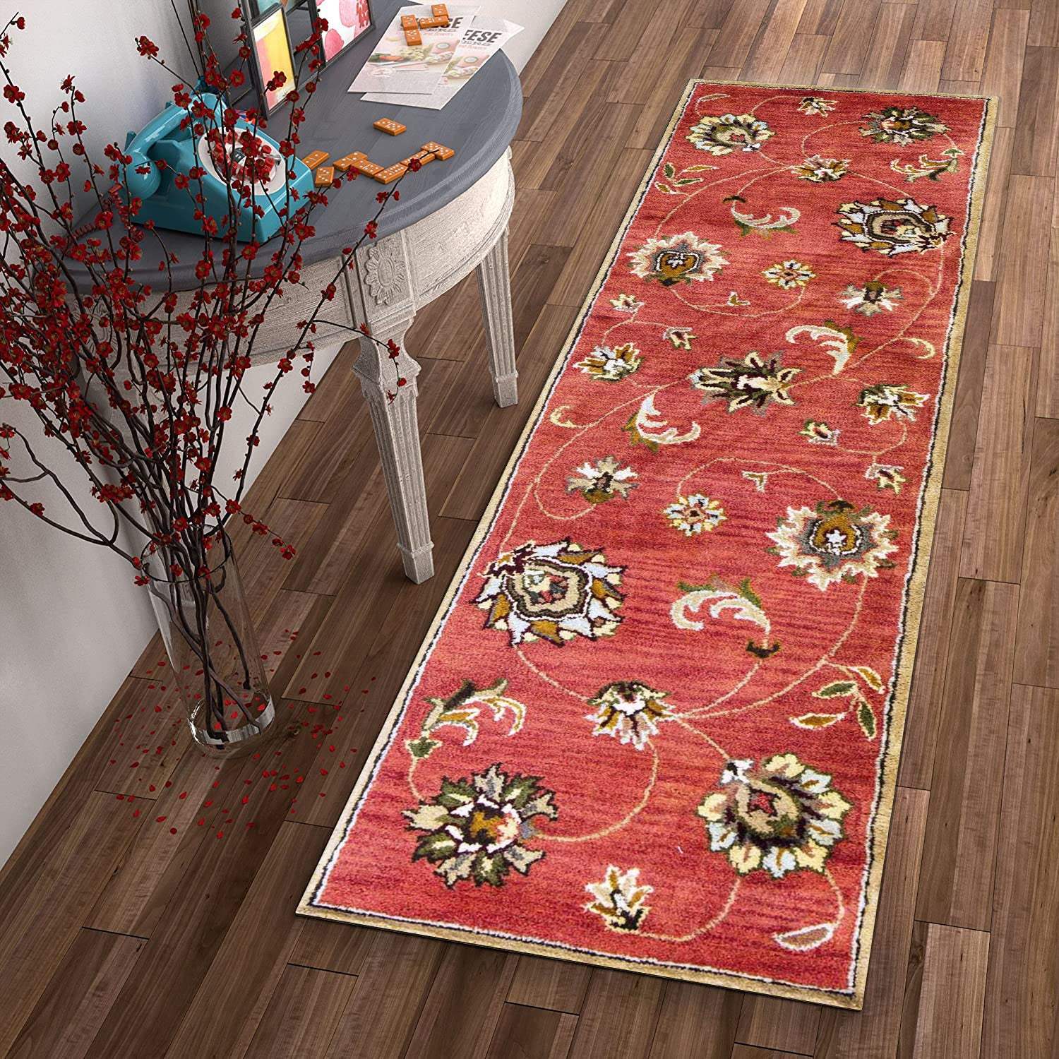 2' X 7' Sienna Floral Vines Wool Runner Rug - Homeroots - Flyclothing LLC