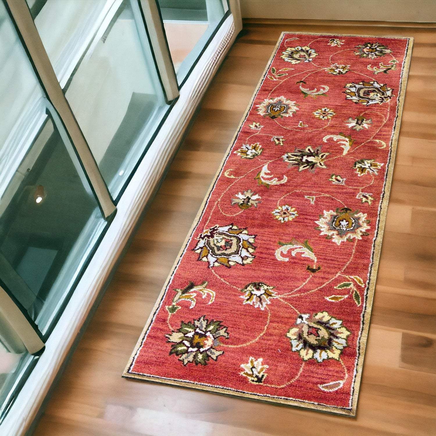 2' X 7' Sienna Floral Vines Wool Runner Rug - Homeroots - Flyclothing LLC