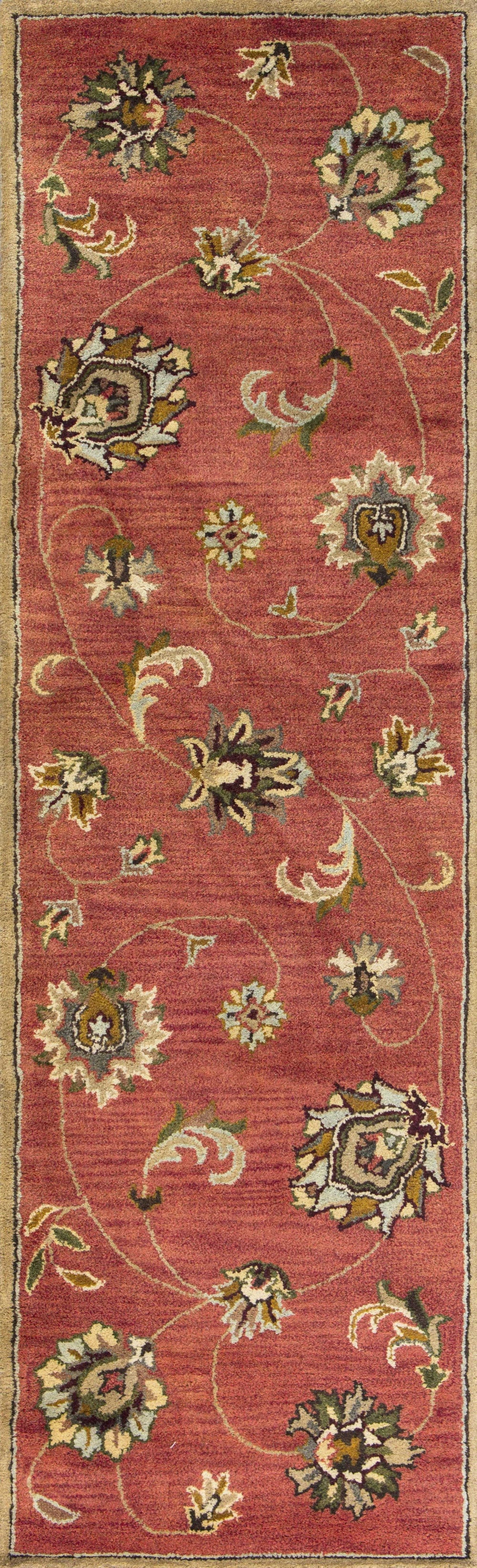 2' X 7' Sienna Floral Vines Wool Runner Rug - Homeroots - Flyclothing LLC
