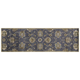 7' Midnight Blue Hand Tufted Wool Traditional Floral Indoor Runner Rug - Homeroots