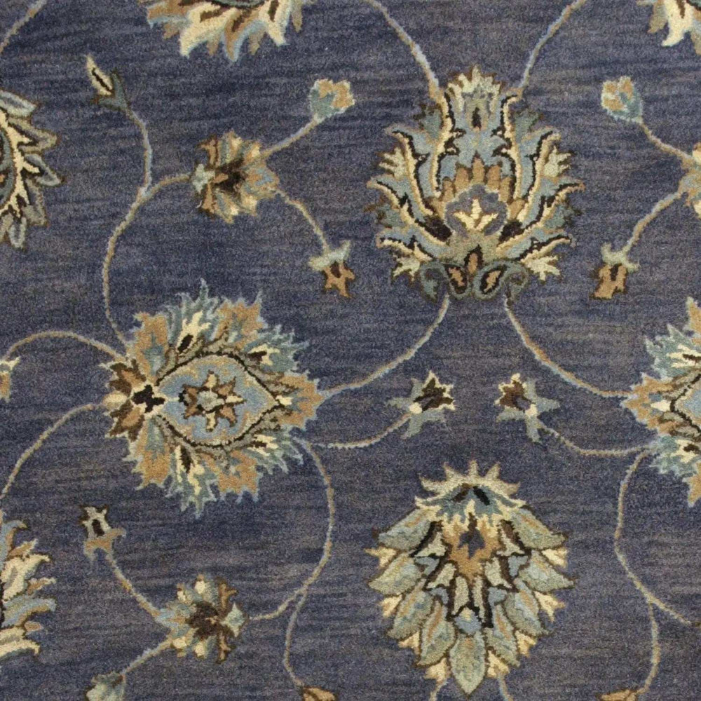 3' X 5' Midnight Floral Vines Wool Area Rug - Homeroots - Flyclothing LLC