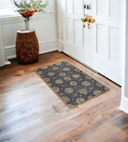 3' X 5' Midnight Floral Vines Wool Area Rug - Homeroots