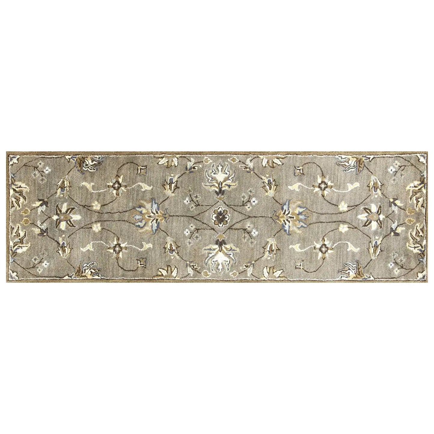 7' Grey Hand Tufted Wool Traditional Floral Indoor Area Rug - Homeroots - Flyclothing LLC