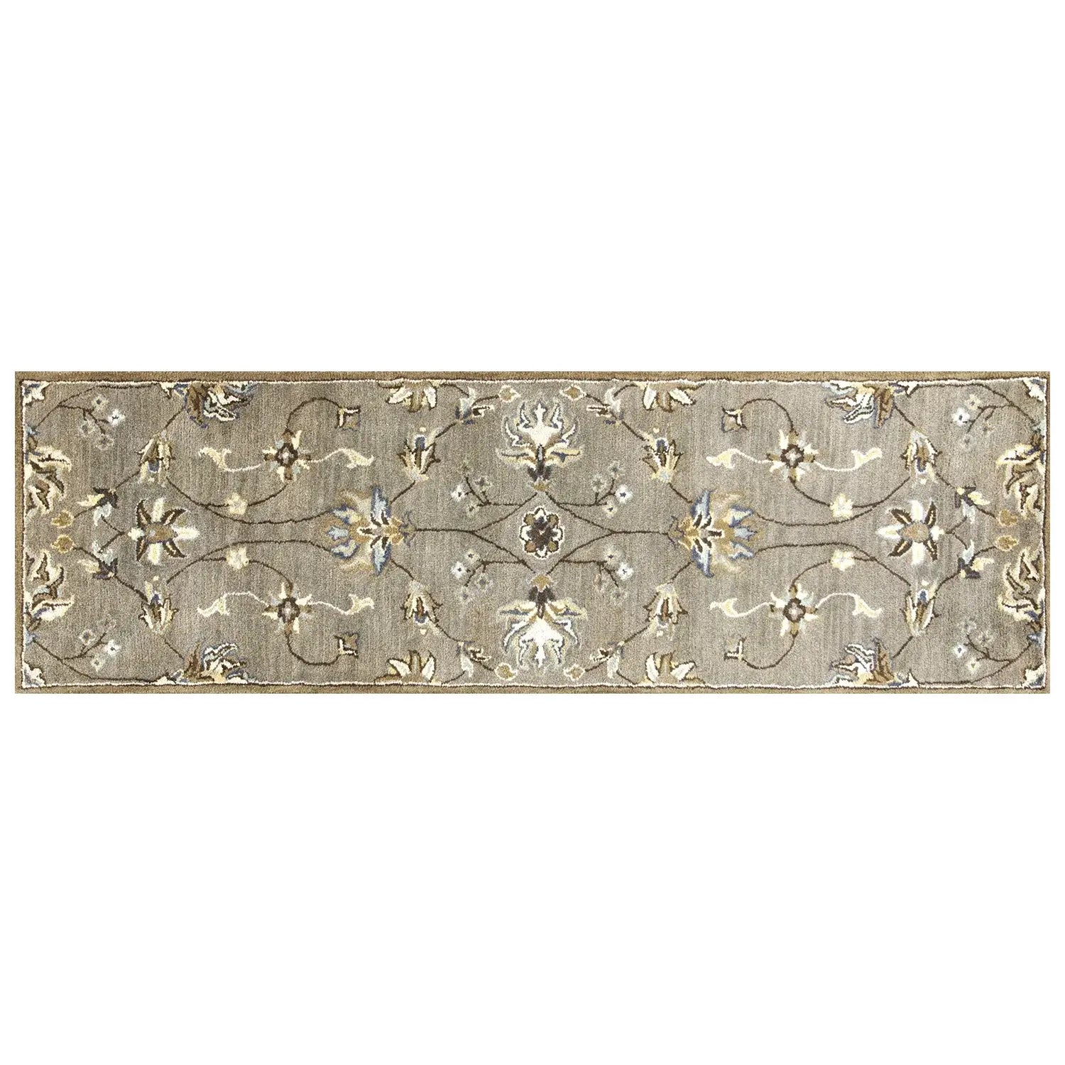 7' Grey Hand Tufted Wool Traditional Floral Indoor Area Rug - Homeroots - Flyclothing LLC