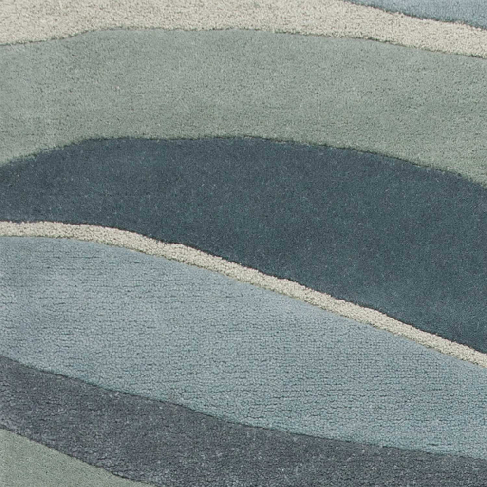 3' X 5' Ocean Blue Teal Hand Tufted Abstract Waves Indoor Area Rug - Homeroots - Flyclothing LLC