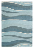 3' X 5' Ocean Blue Teal Hand Tufted Abstract Waves Indoor Area Rug - Homeroots