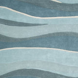 3' X 5' Ocean Blue Teal Hand Tufted Abstract Waves Indoor Area Rug - Homeroots